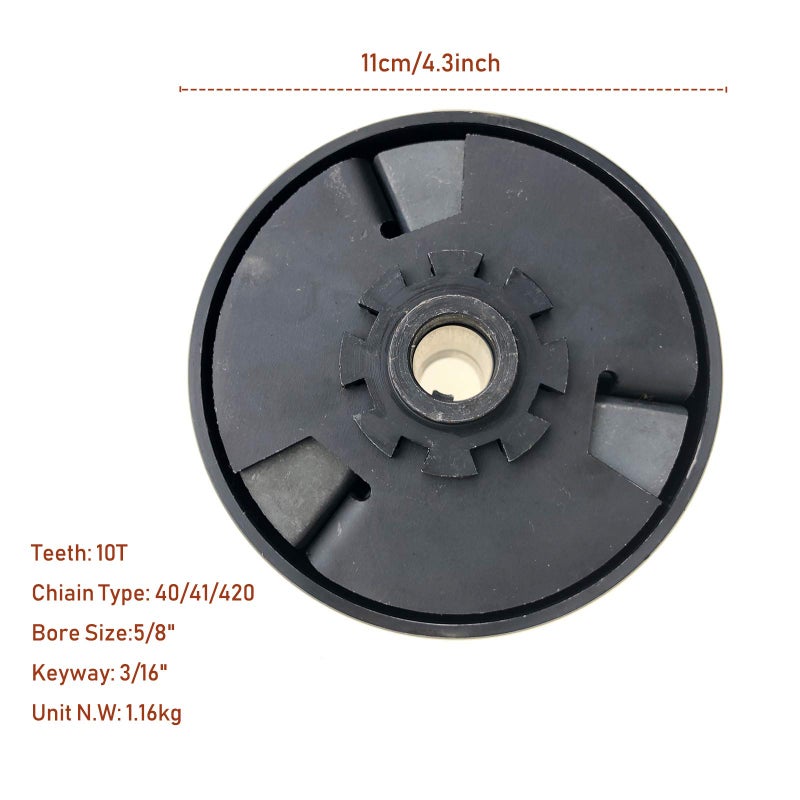 caqeg Centrifugal Clutch 5/8" Shaft and 10 Tooth Fit for #40/41/420 Chain Sprocket for Go-Karts Mini Bike Lawnmower Engine 6.5HP - Image 2